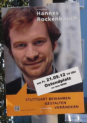 Plakat zum Infostand mit Hannes am Ostendplatz
